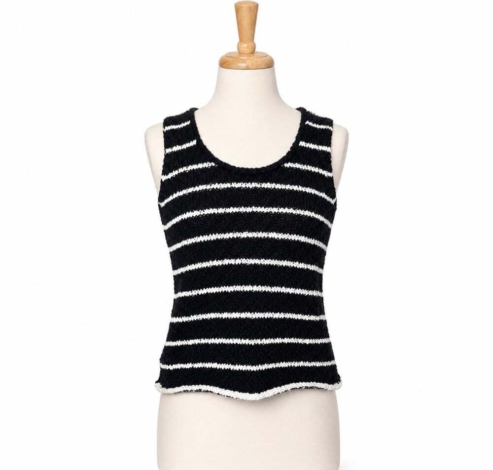 Evereve Marlowe Sweater Tank Womens S Black White Striped Knit NWT